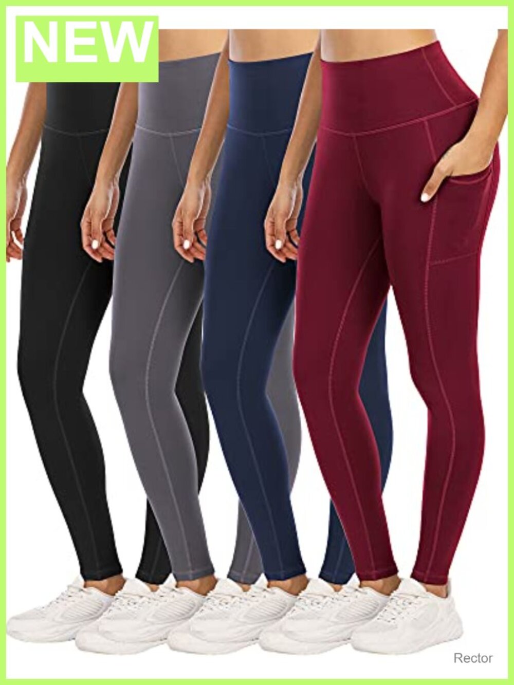 4 Pack High Waist Tummy Control Leggings with Pockets Yoga Workout Pants